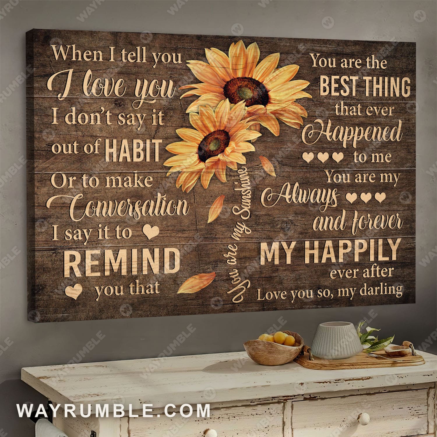Sunflower, When I tell you I love you - Couple Landscape Canvas Prints, Wall Art
