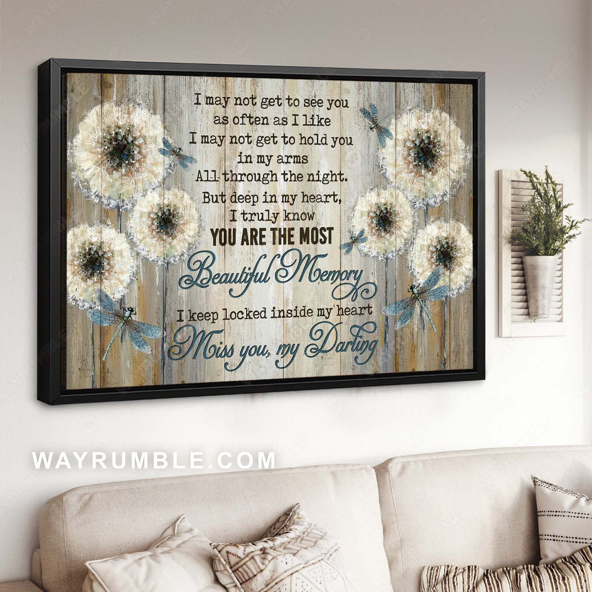 Dandelion painting, Dragonfly, Memorial gift, You are the most beautiful memory - Couple Landscape Canvas Prints, Home Decor Wall Art