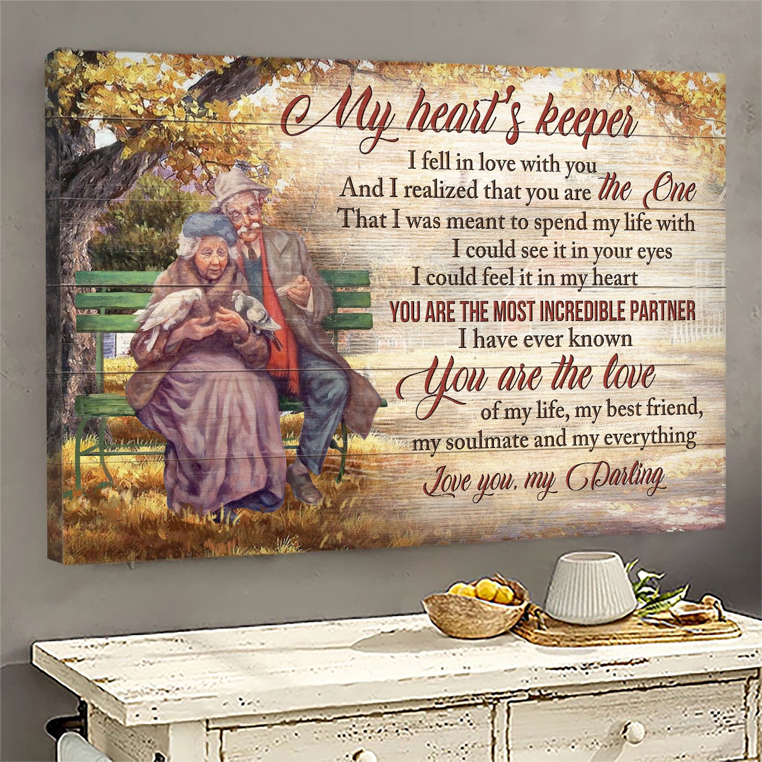 Older Couple, Autumn Park, My heart's keeper, You are the most incredible partner - Couple Landscape Canvas Prints, Wall Art