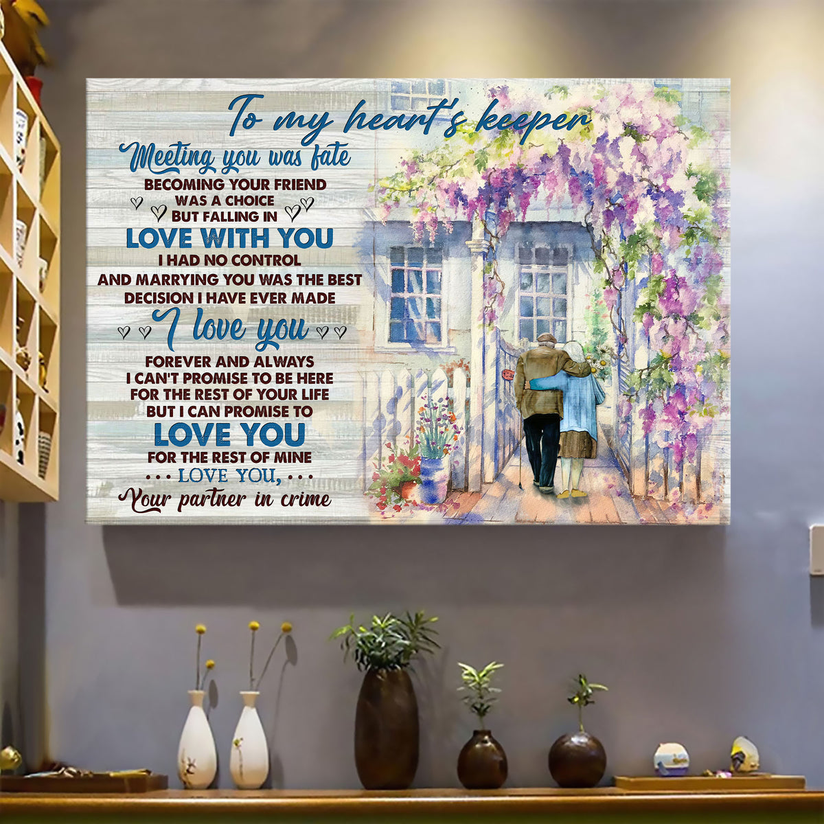 Older couple, Flower house, To my heart&#39;s keeper - Couple Landscape Canvas Prints, Wall Art