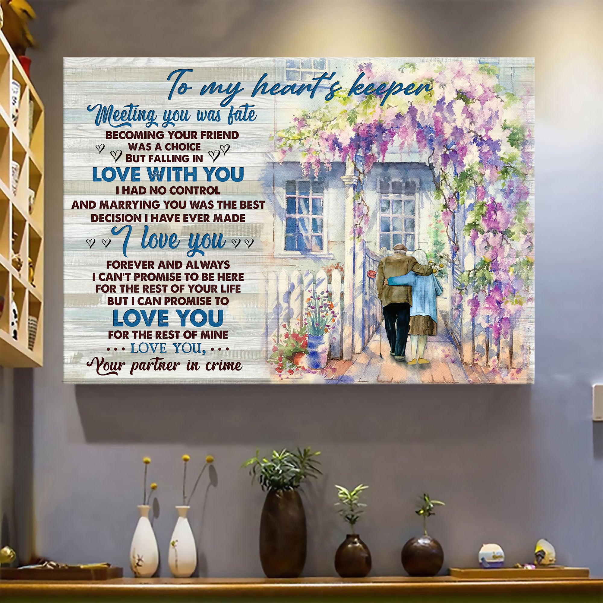 Older couple, Flower house, To my heart's keeper - Couple Landscape Canvas Prints, Wall Art