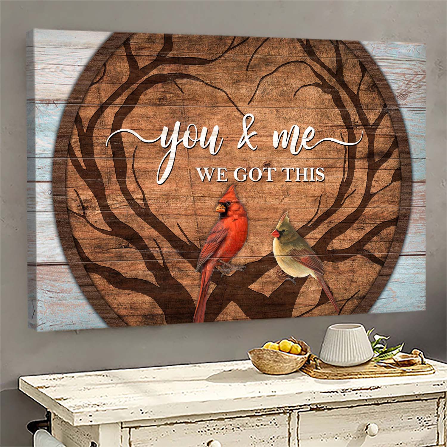 Couple, Cardinal, Lover - You and me, we got this Landscape Canvas Print, Wall Art