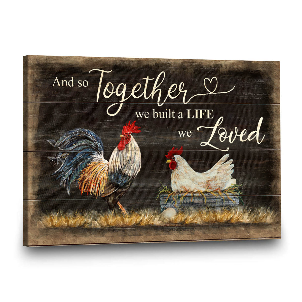 Chicken couple - And so together we built a life we loved - Couple Landscape Canvas Prints - Wall Art