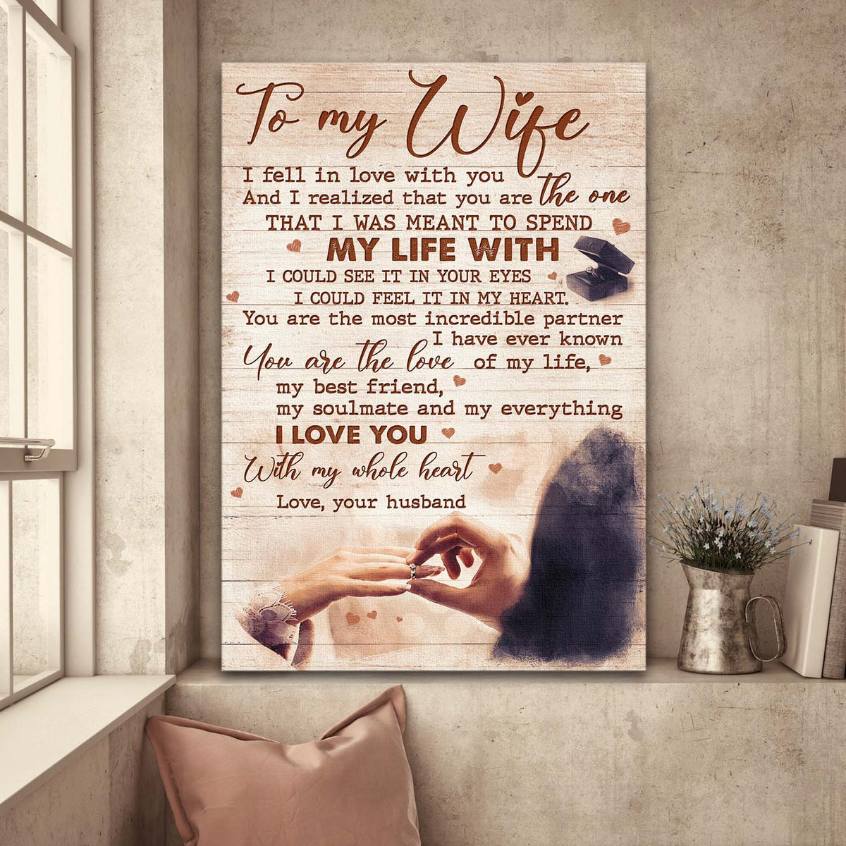 To my wife, Ring exchange, I was meant to spend my life with you - Couple Portrait Canvas Prints, Wall Art