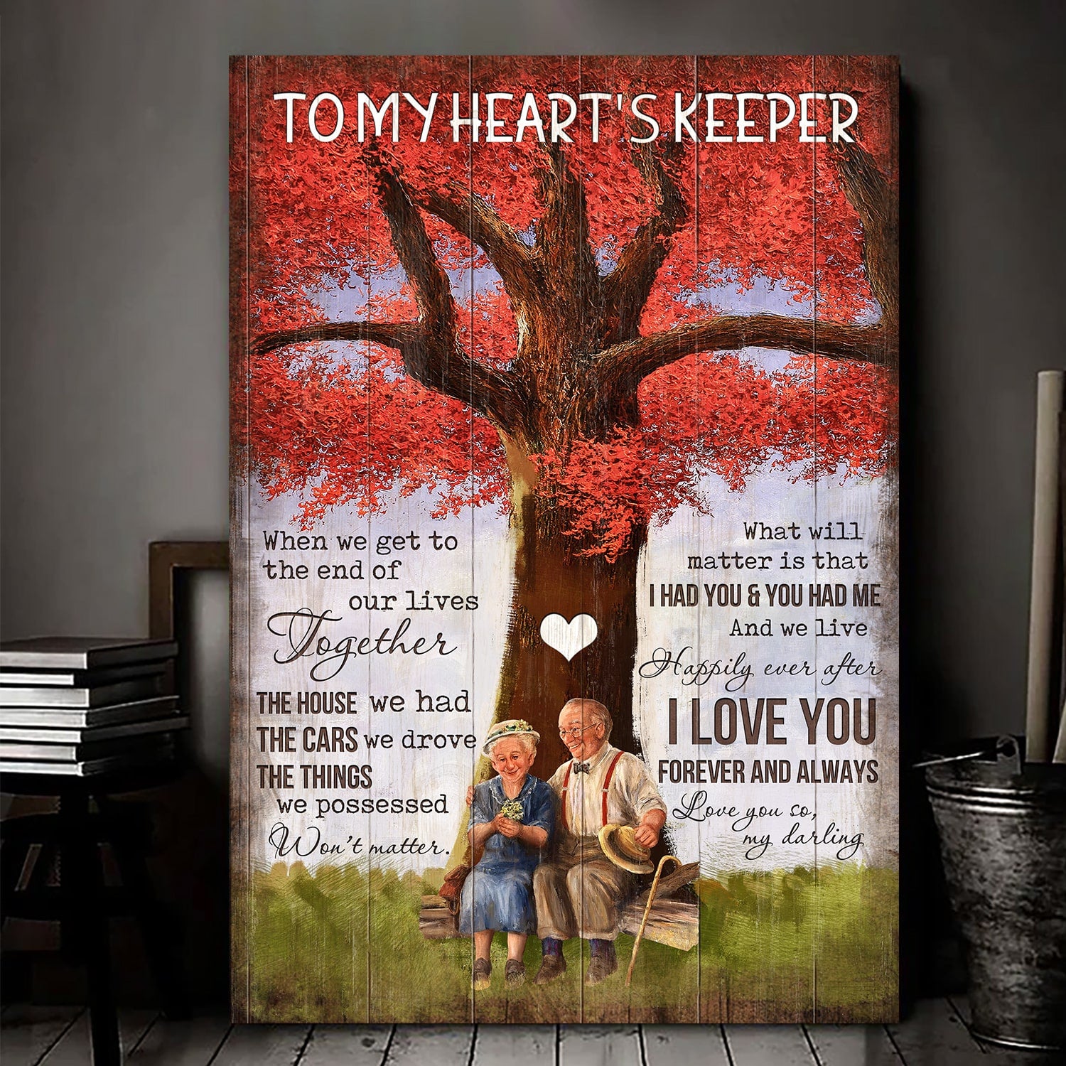 Older Couple, Under the tree, To my heart's keeper, When we get to the end of our lives together - Couple Portrait Canvas Prints, Wall Art