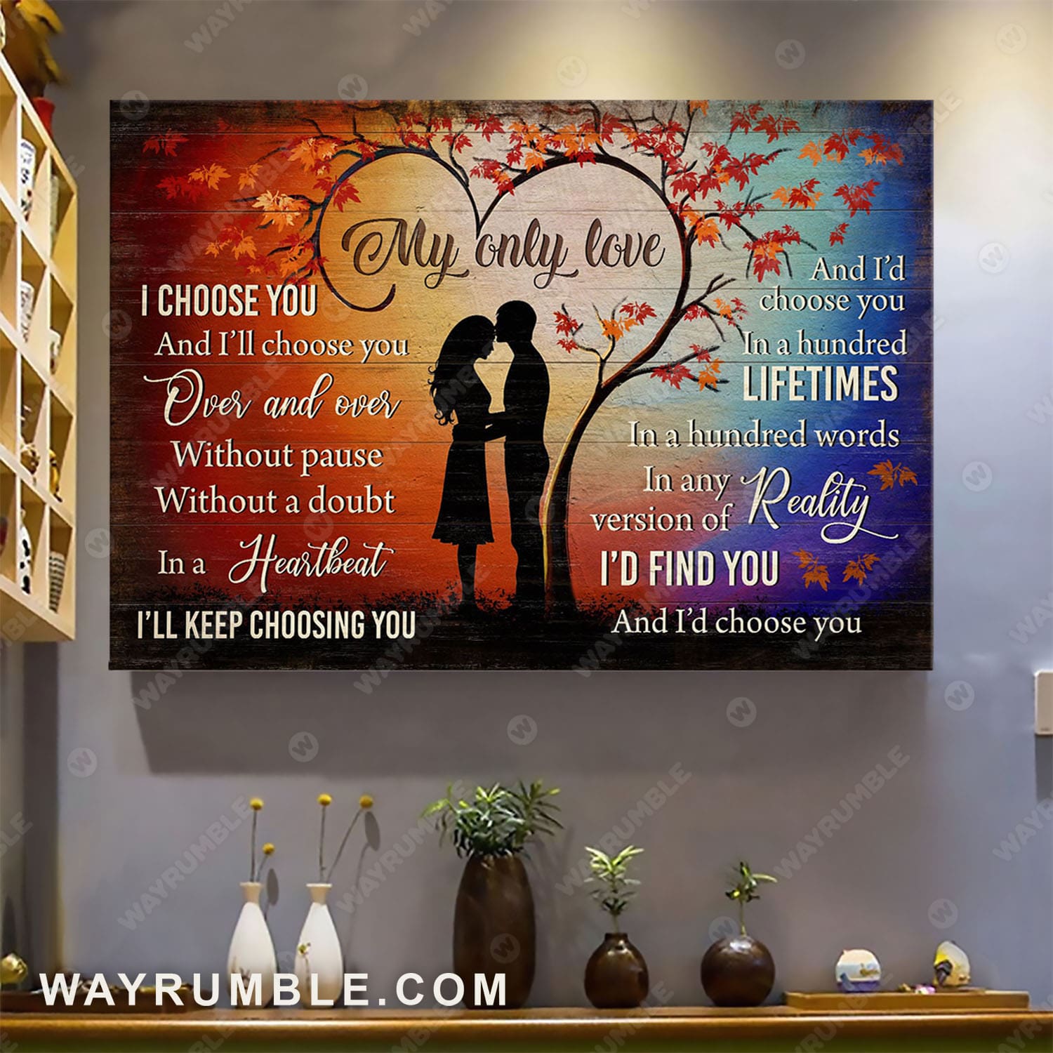 Couple drawing, Heart tree, I'll keep choosing you in a hundred lifetimes - Couple Landscape Canvas Prints, Wall Art