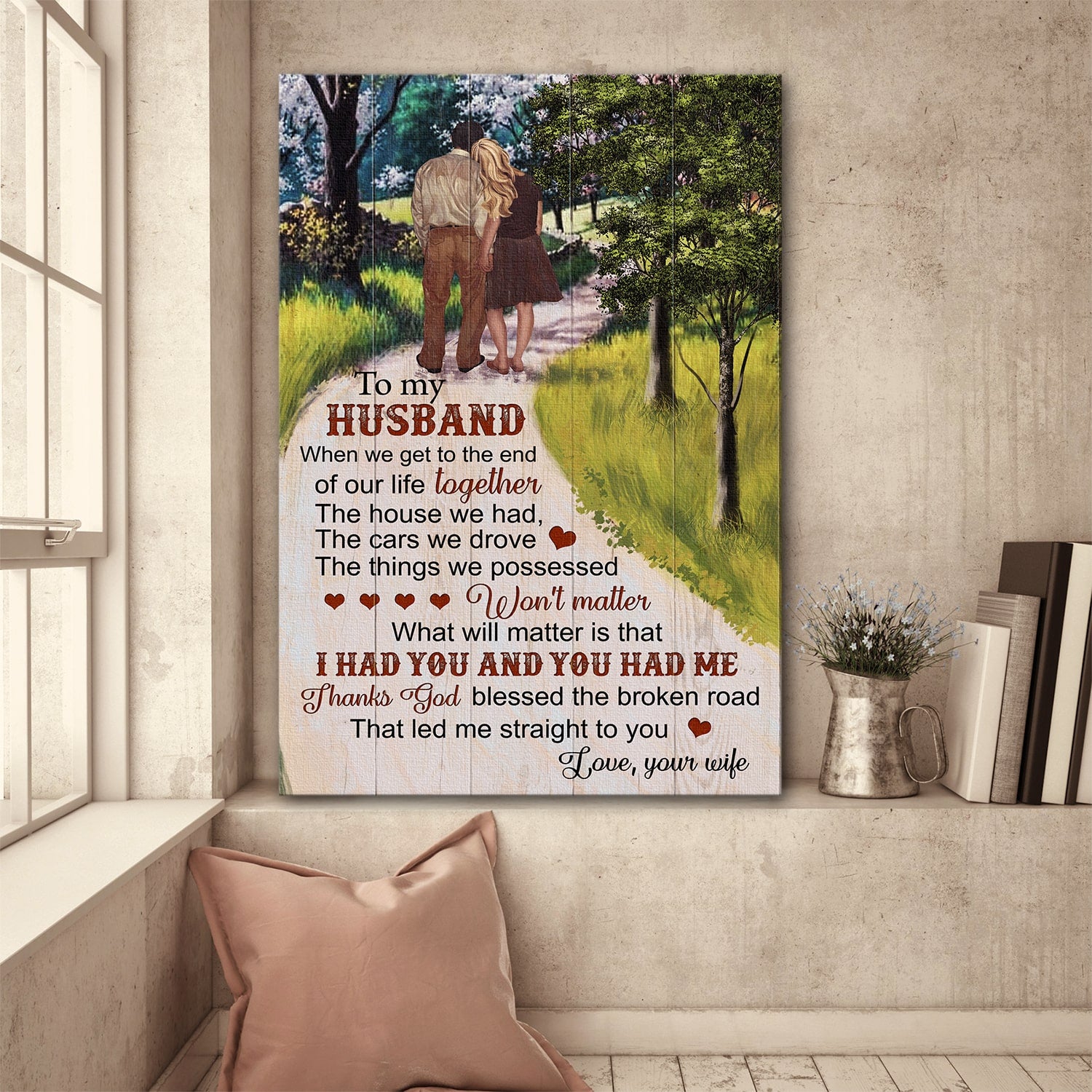 To my husband, Walking on the park, Happy Couple, When we get to the end of our life together - Couple Portrait Canvas Prints, Wall Art