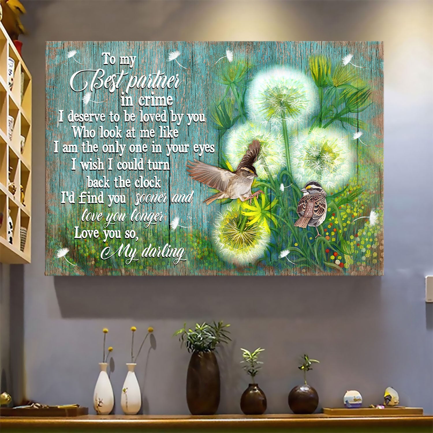 Sparrow Couple, Dandelion, To my best partner in crime I deserve to be loved by you - Couple Landscape Canvas Prints, Wall Art