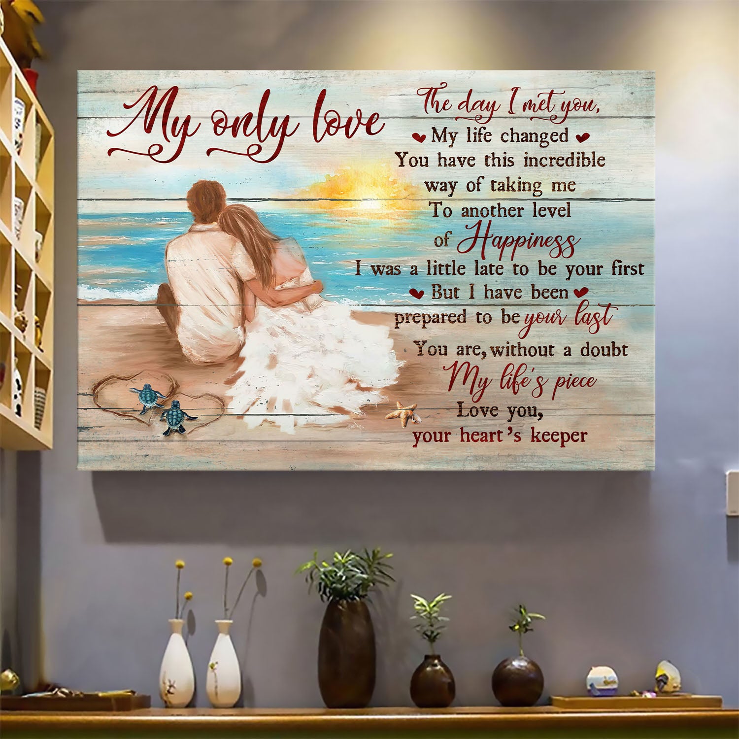 On the beach, Sunset landscape, Turtle, My only love - Couple Landscape Canvas Prints, Wall Art