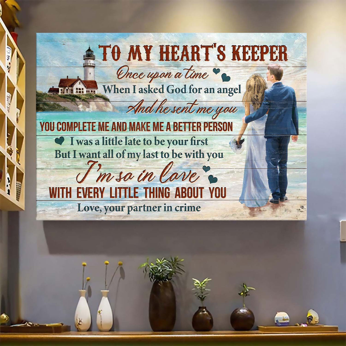 Happy Couple, On the beach, To my heart&#39;s keeper, You make me a better person - Couple Landscape Canvas Prints, Wall Art
