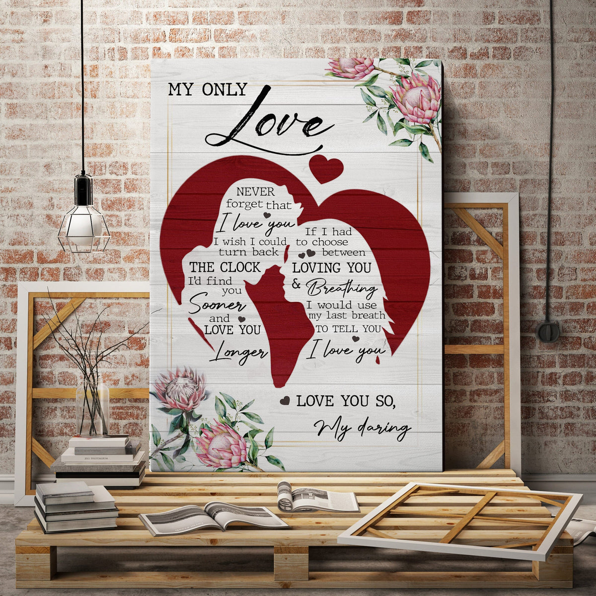 Protea, Heart Couple, My only love I&#39;d find you sooner and love you longer - Couple Portrait Canvas Prints, Wall Art