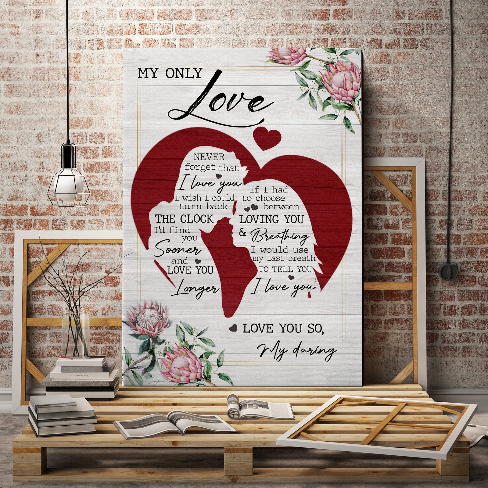 Protea, Heart Couple, My only love I'd find you sooner and love you longer - Couple Portrait Canvas Prints, Wall Art