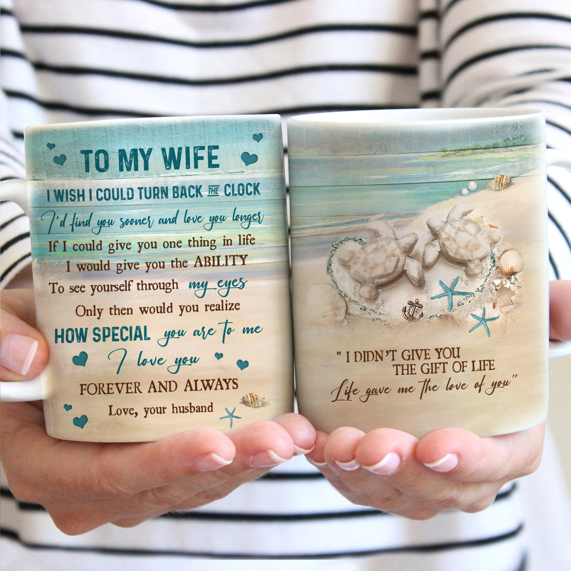 To my wife - Sand turtle - Life gave me the love of you - Couple AOP Mug