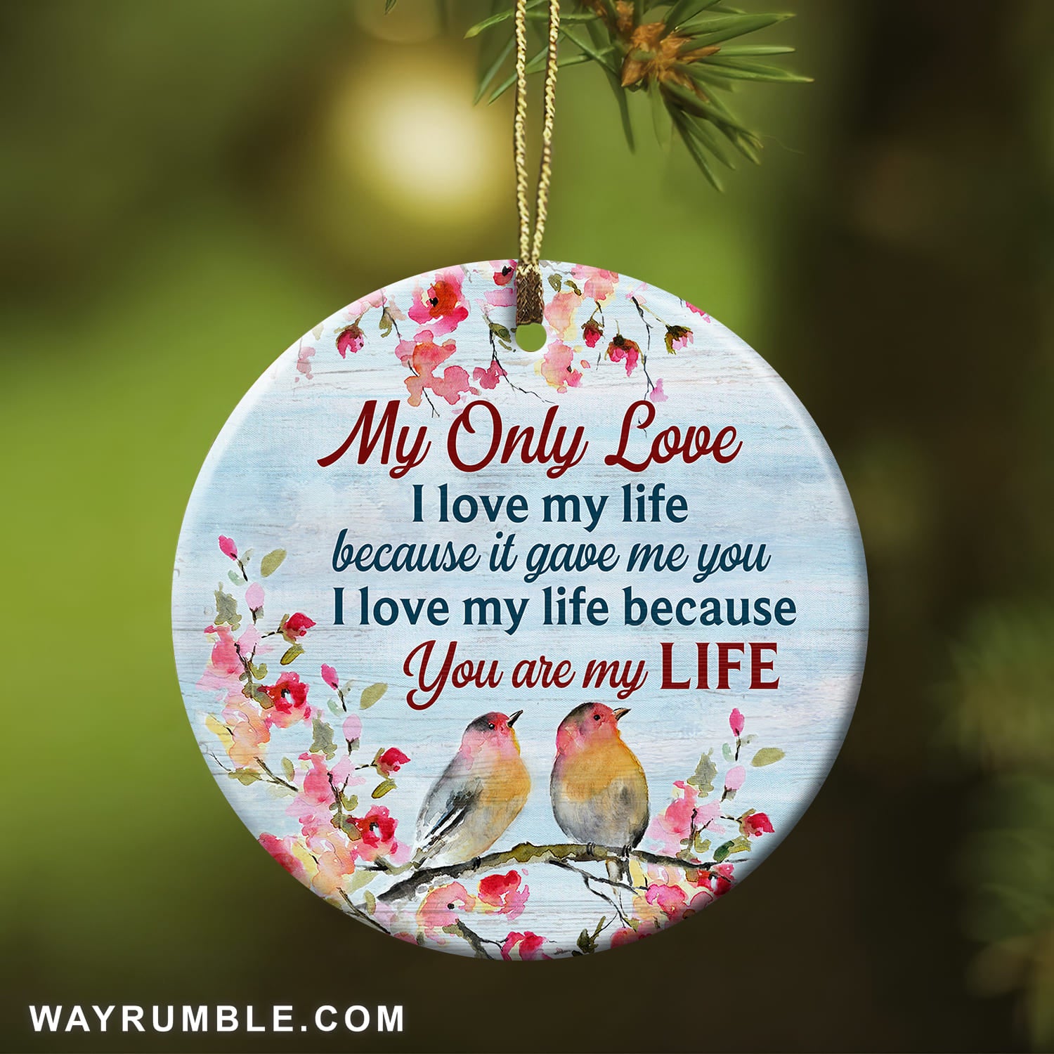 Couple - Bird couple - You are my life - Circle Ceramic Ornament