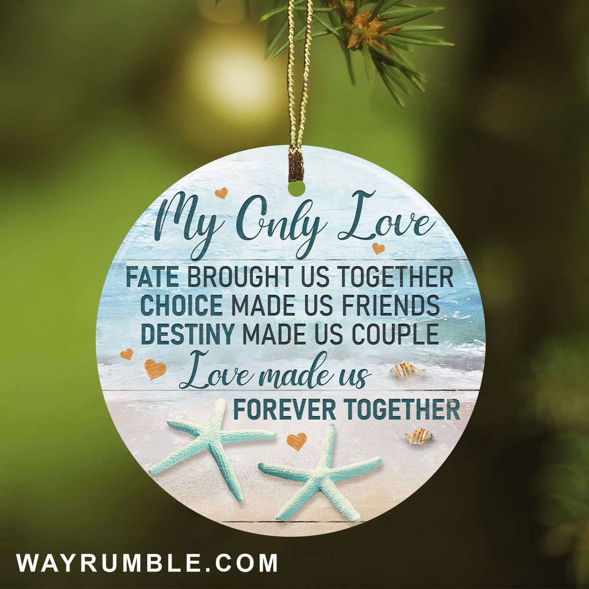 Couple - Couple of starfish - Love made us forever together - Circle Ceramic Ornament