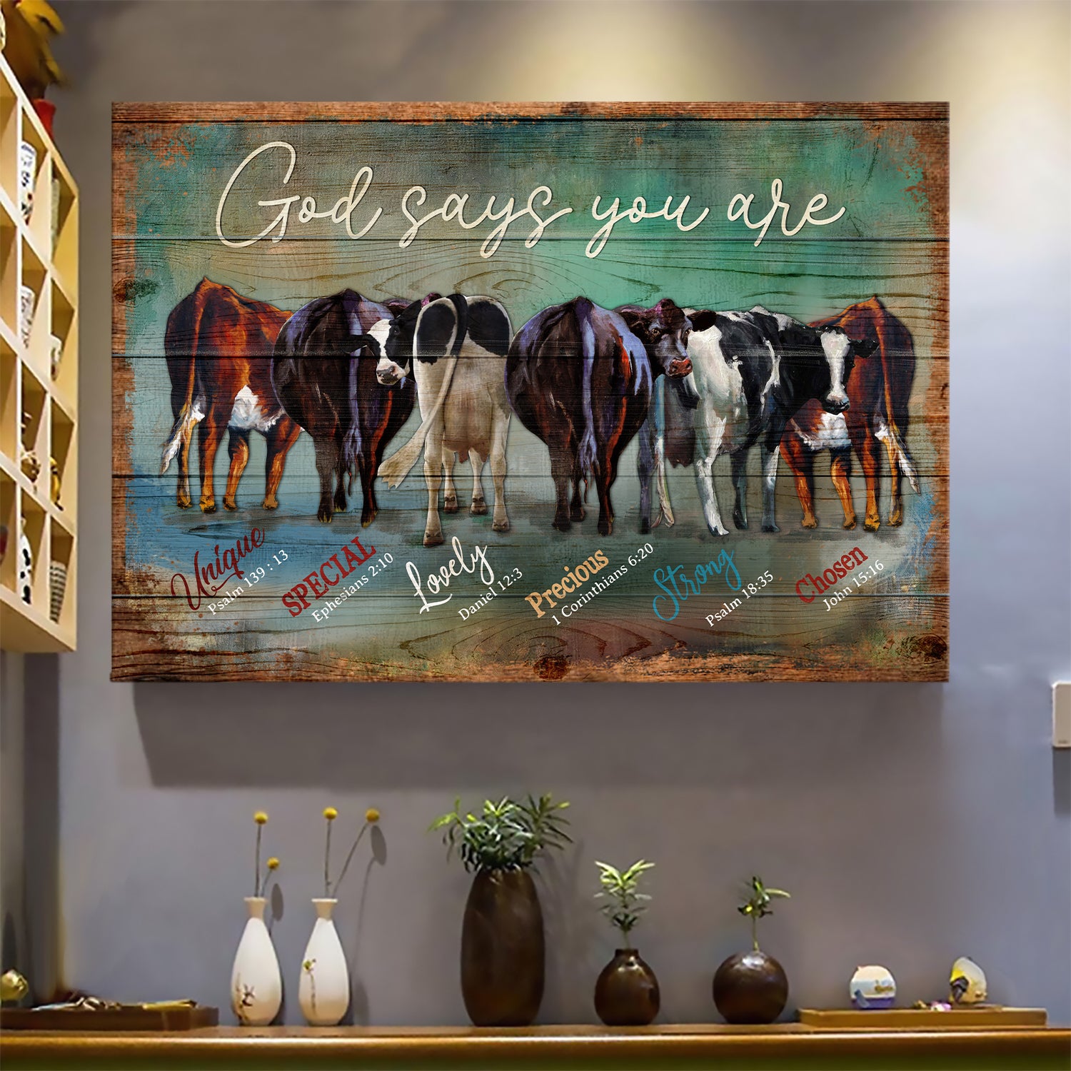 Dairy cow, God says you are - Farm Landscape Canvas Prints, Wall Art