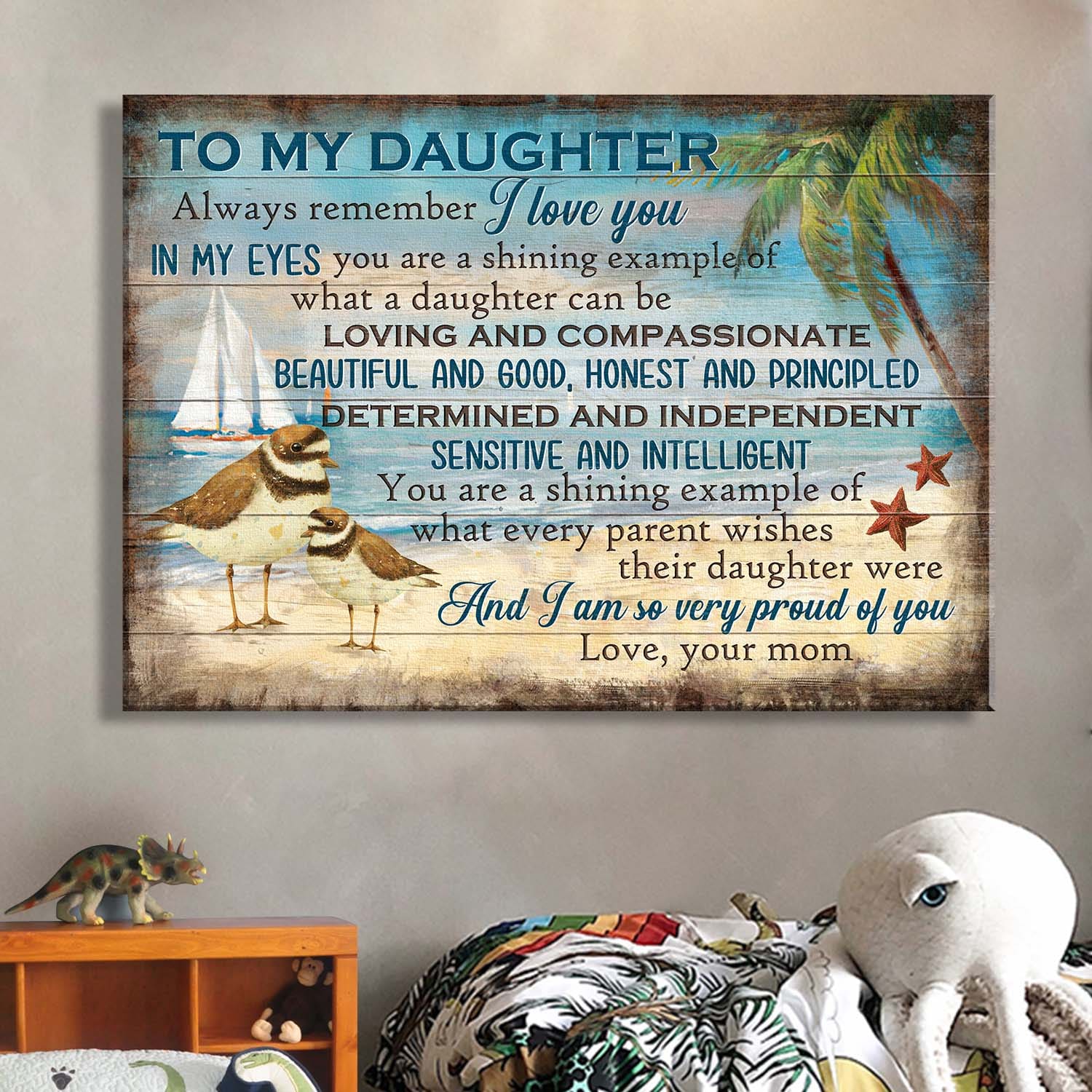 Mom to daughter, On the beach, Sparrow family, I am so very proud of you - Family Landscape Canvas Prints, Wall Art