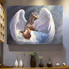 Sleeping girl Fawn Doberman Beautiful Wings I ll protect you Fawn Wayrumble