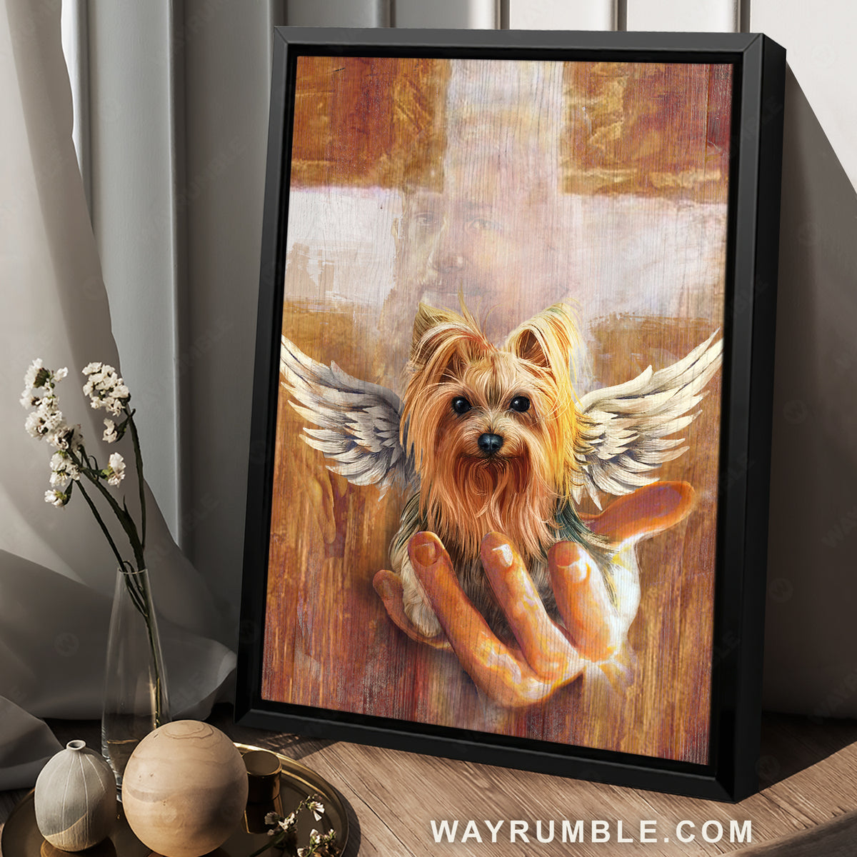 Yorkshire Terrier, Best friend, Awesome cross, In Jesus hand - Dog Portrait Canvas Prints, Wall Art