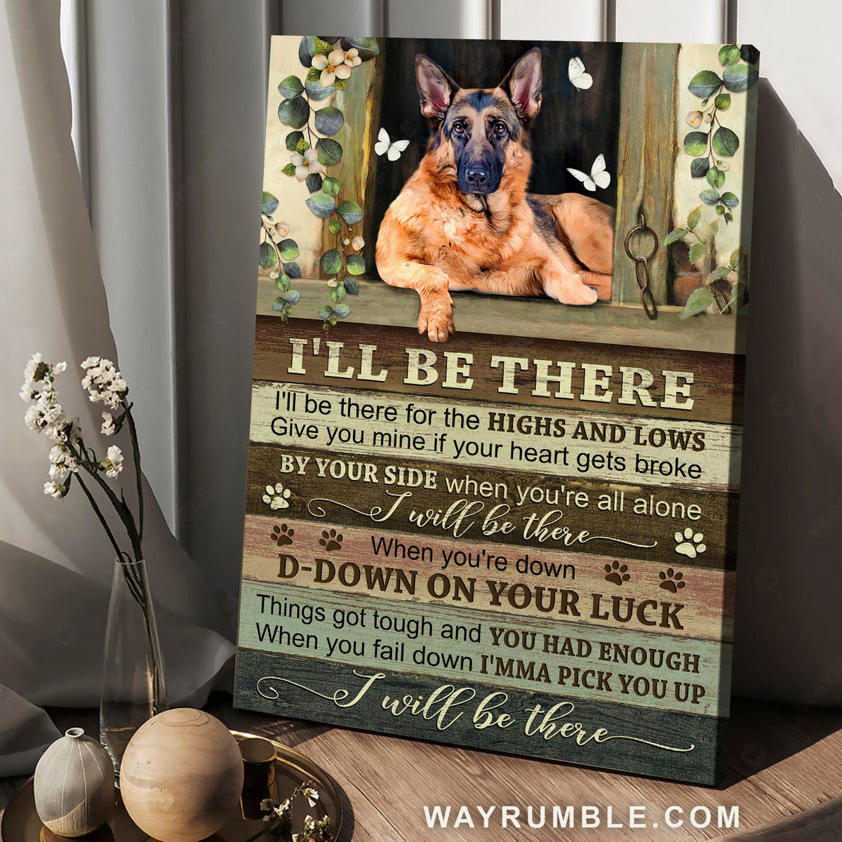 German Shepherd painting, Best friend, White butterfly, I will be there - German Shepherd Portrait Canvas Prints, Wall Art