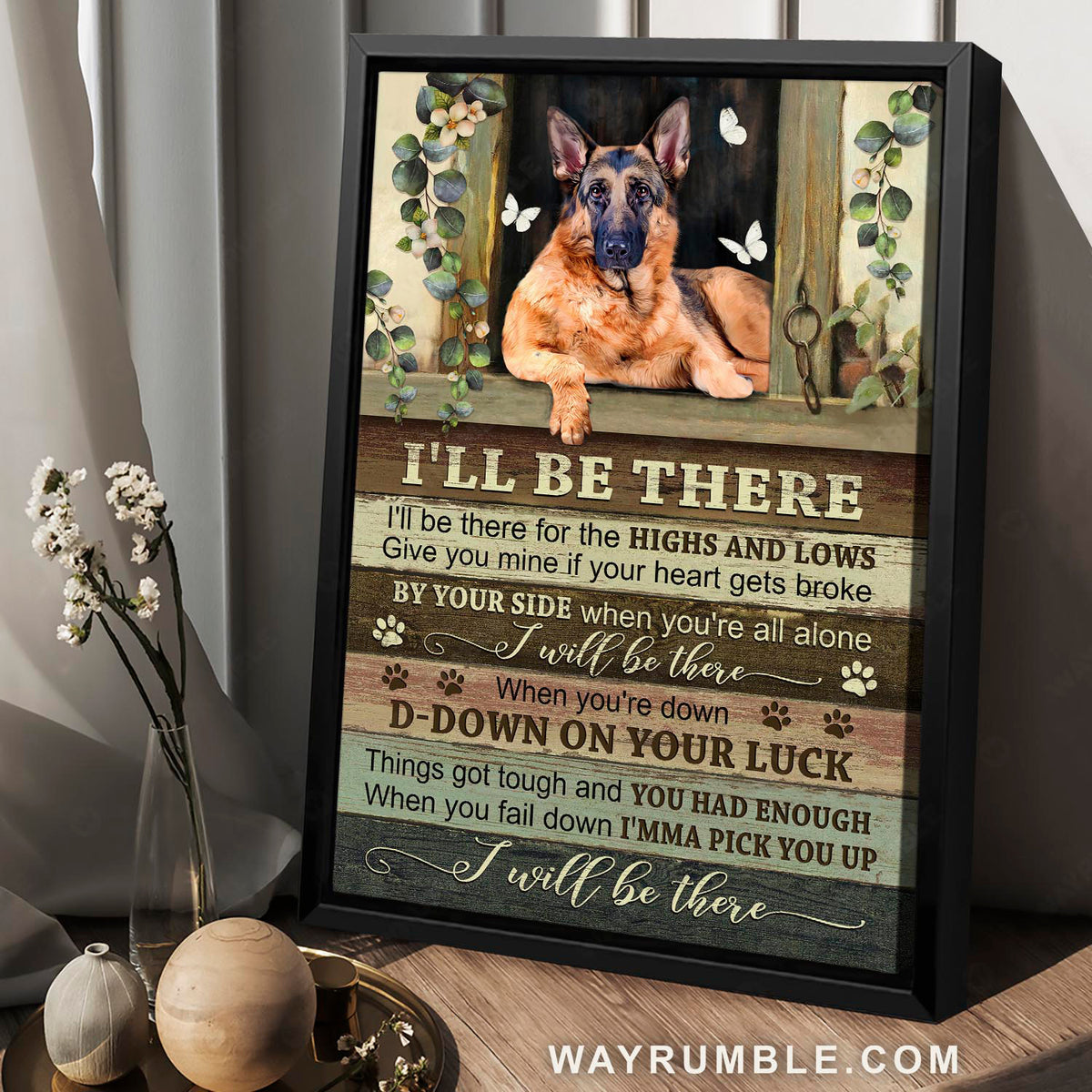 German Shepherd painting, Best friend, White butterfly, I will be there - German Shepherd Portrait Canvas Prints, Wall Art