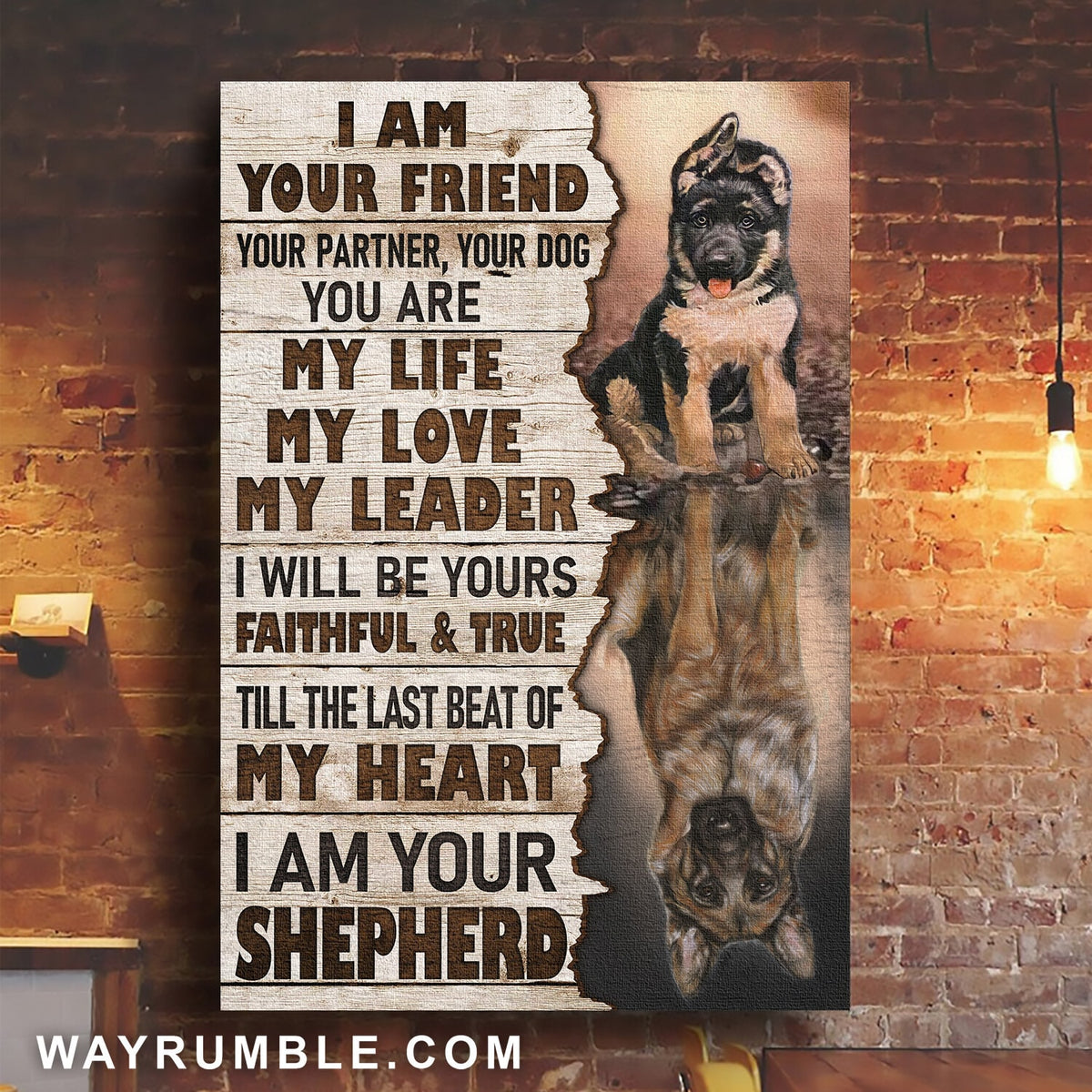 German Shepherd, I am your friend - Dog Portrait Canvas Prints, Wall Art