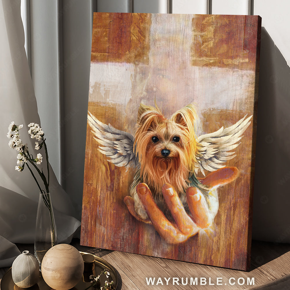 Yorkshire Terrier, Best friend, Awesome cross, In Jesus hand - Dog Portrait Canvas Prints, Wall Art