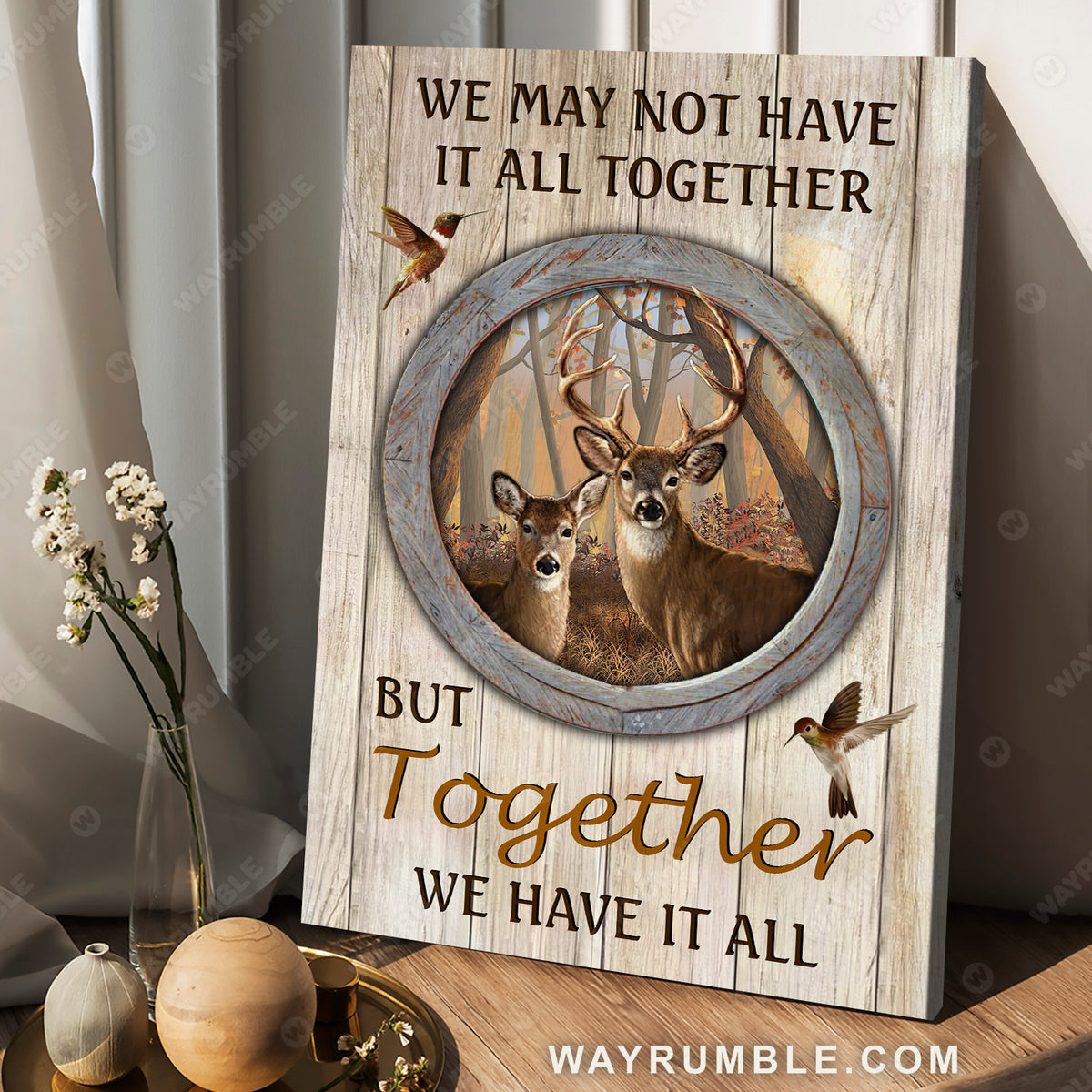 Deer painting, Hummingbird, Sweet home, Together we have it all - Family Portrait Canvas Prints, Wall Art