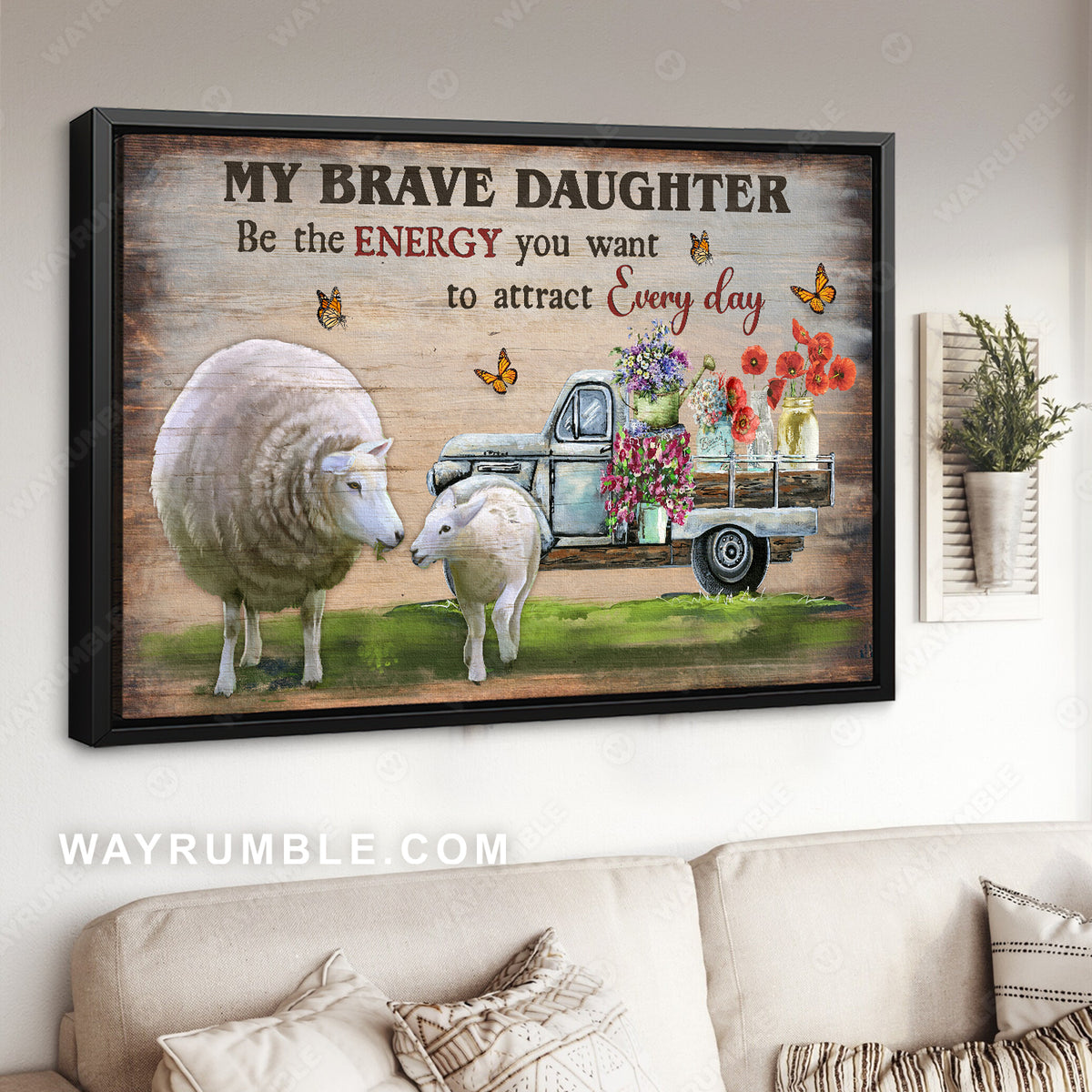 To my daughter, Lamb and sheep, Flower delivery, Be the energy you want to attract every day - Family Landscape Canvas Prints, Wall Art