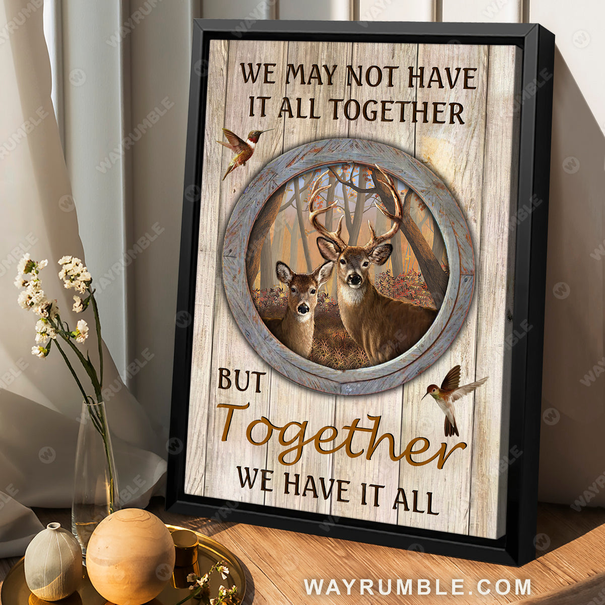 Deer painting, Hummingbird, Sweet home, Together we have it all - Family Portrait Canvas Prints, Wall Art