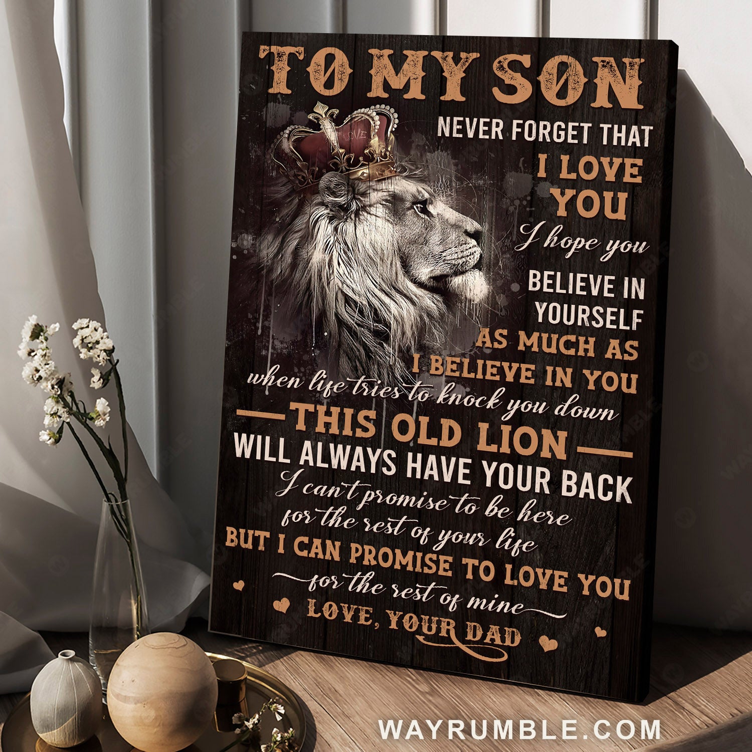 Dad to son, Great lion, Happy family, This old lion will always have your back - Family Portrait Canvas Prints, Wall Art