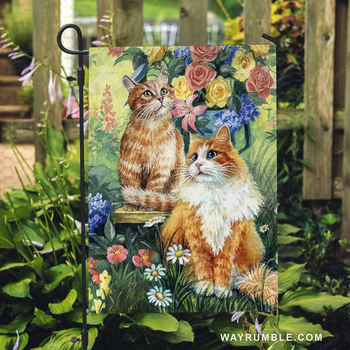 Cat painting, Colorful rose, Flower garden- Jesus Flag