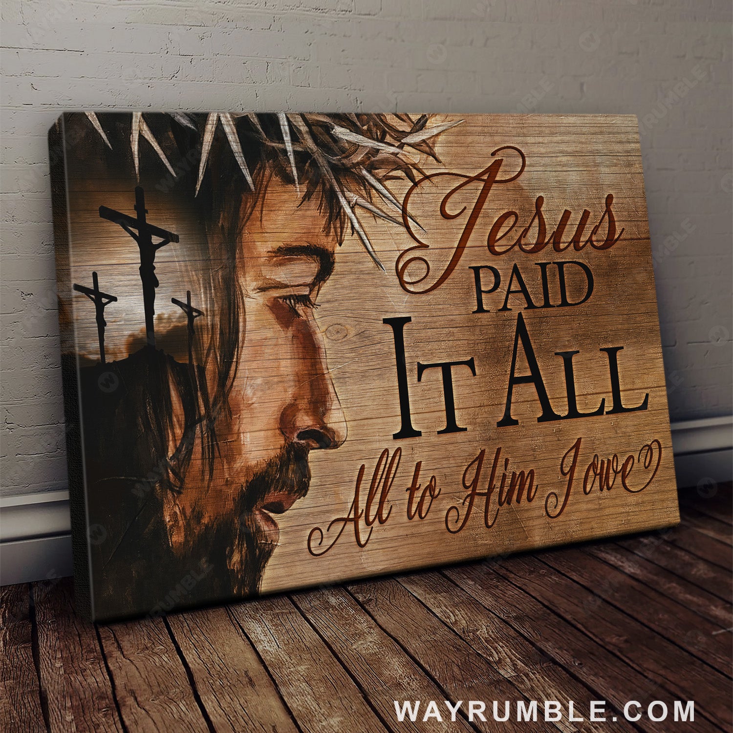 Jesus profile, Crosses, Jesus paid is all, All to Him I owe - Jesus Landscape Canvas Prints, Wall Art