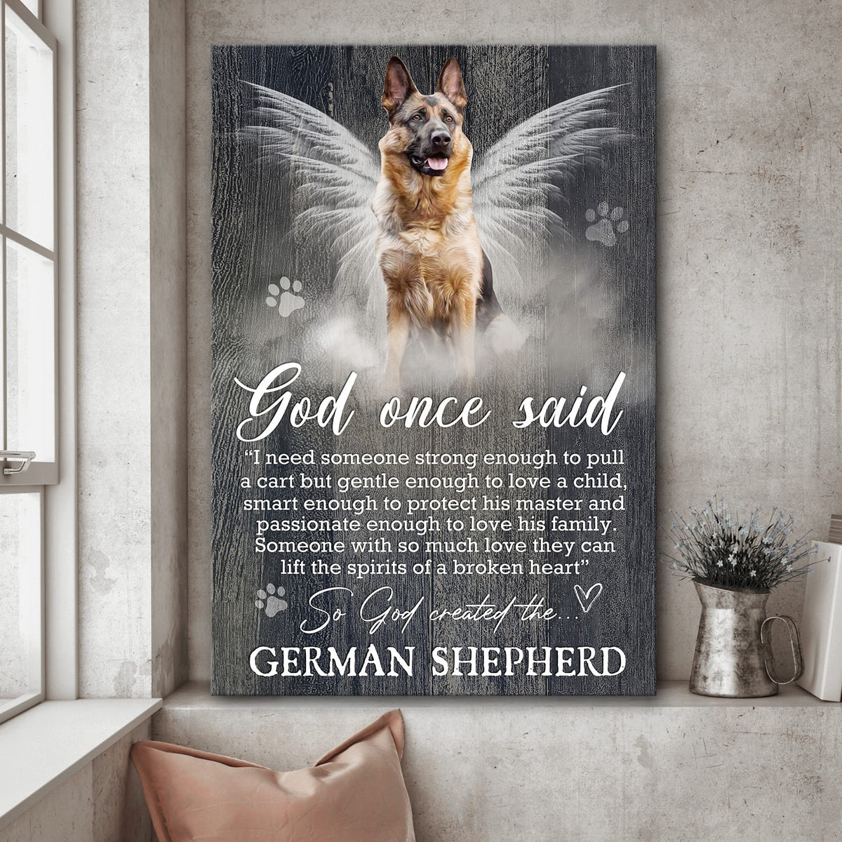 German Shepherd dog, Best wings, God once said German Shepherd Portrait Canvas Prints, Wall Art