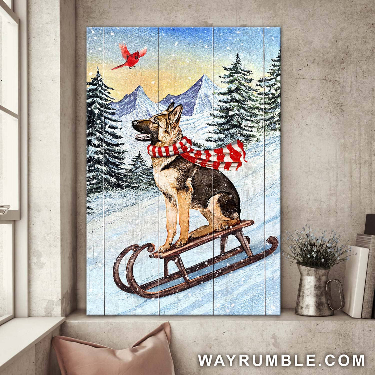 German shepherd, Cardinal, Dog skiing - Dog Portrait Canvas Prints, Wall Art