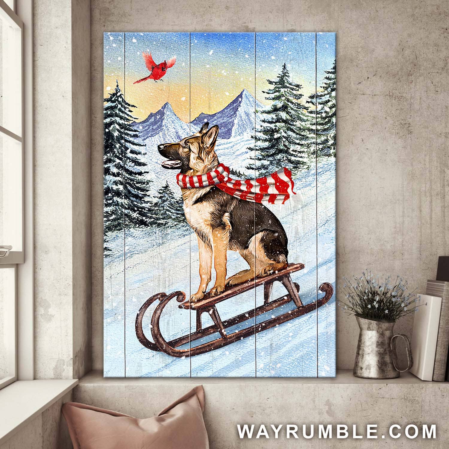 German shepherd, Cardinal, Dog skiing - Dog Portrait Canvas Prints, Wall Art