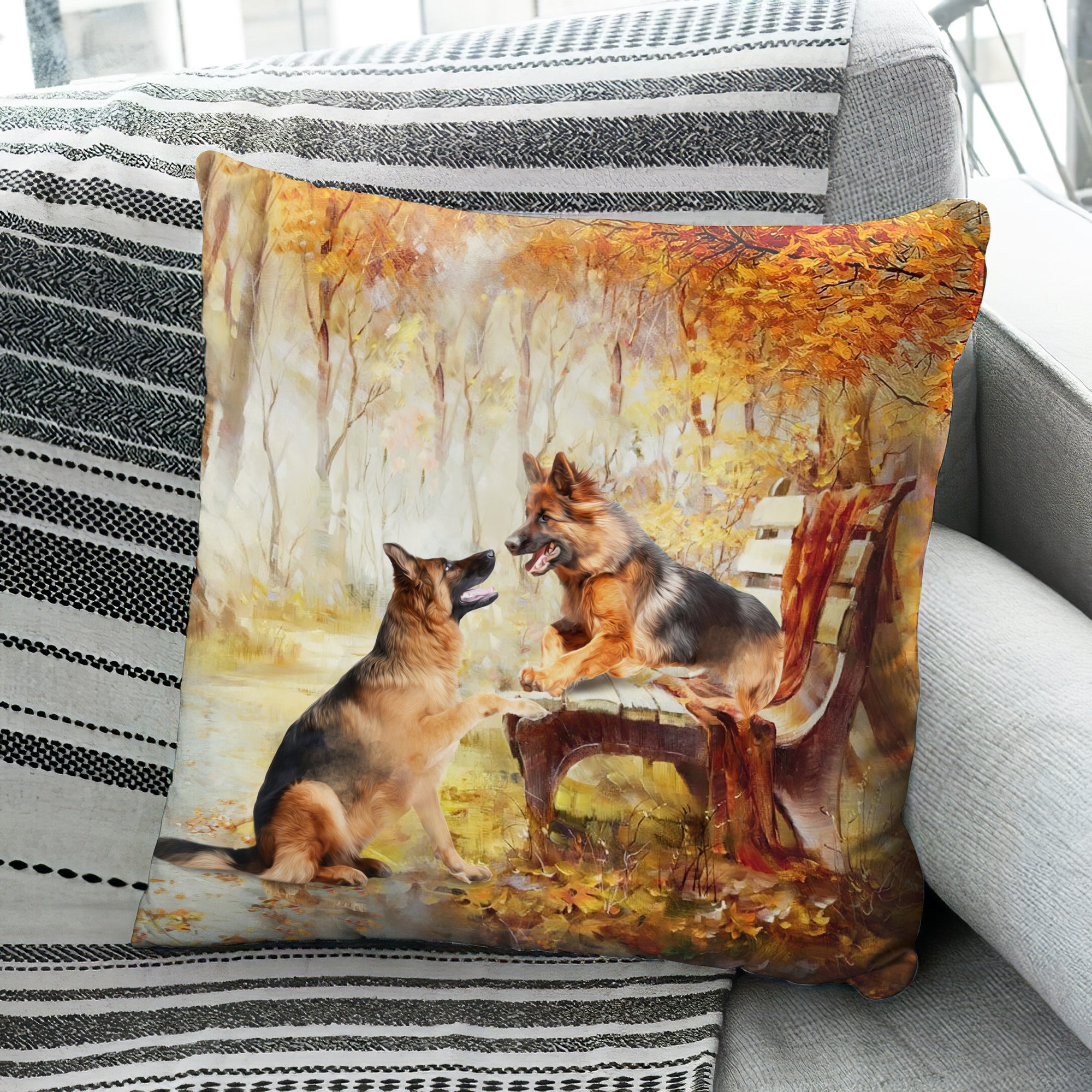 German Shepherd - Autumn - On a date - Dog AOP Pillow