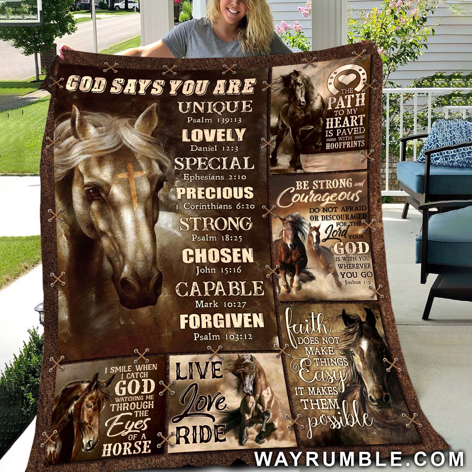 Jesus and Horse - God says you are unique Blanket