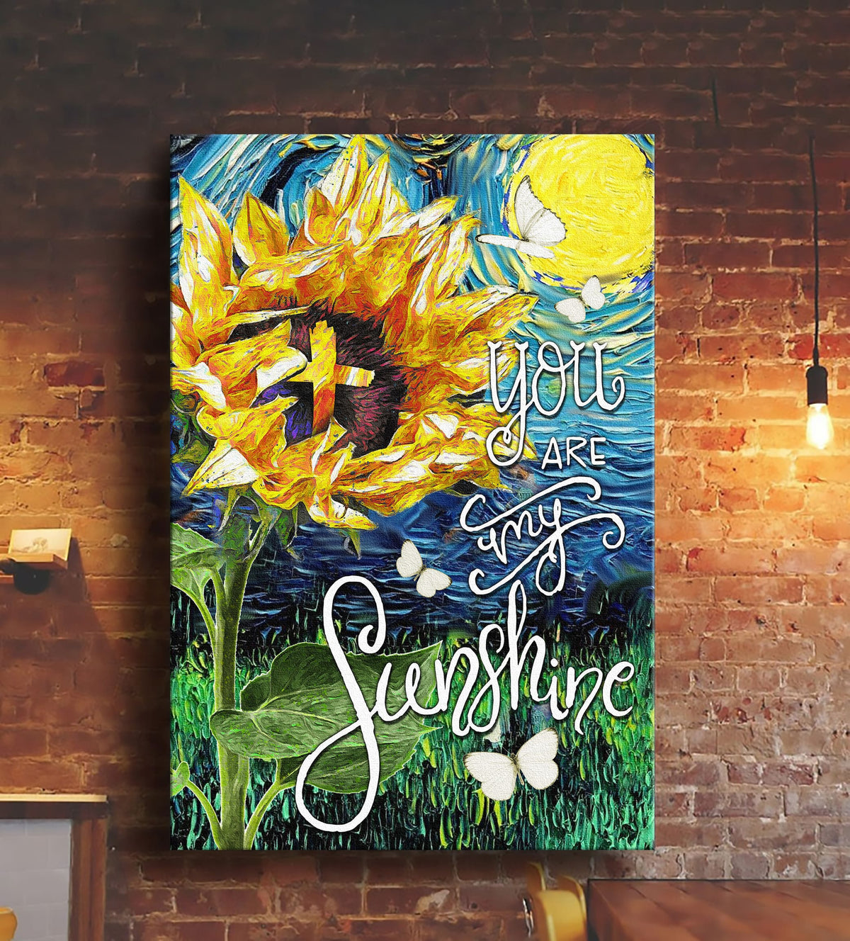 The Stunning starry night, Sunflower under the moonlight, You are my sunshine - Jesus Portrait Canvas Prints, Wall Art