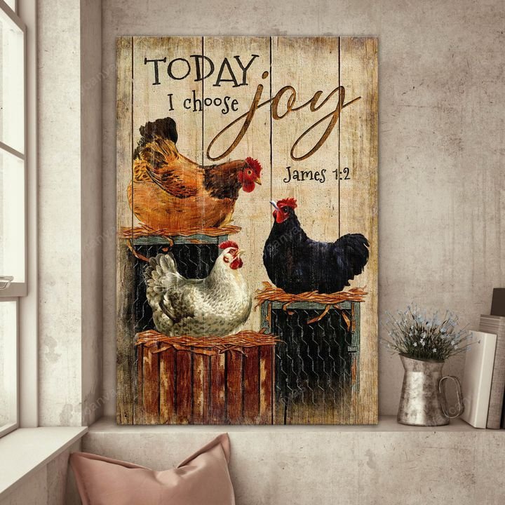Unique chicken drawing, Wooden box, Today I choose joy - Jesus Portrait Canvas Prints, Wall Art