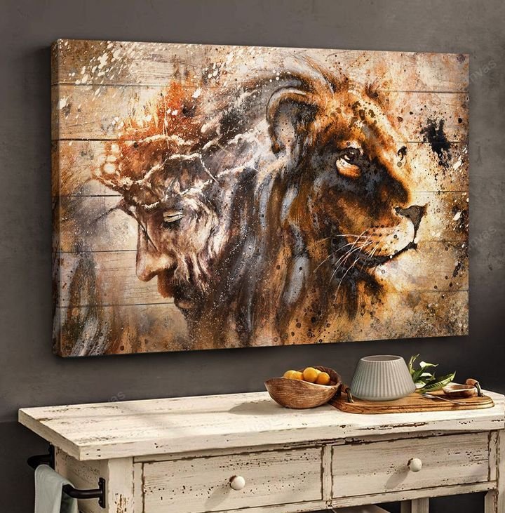 Wonderful lion and Jesus Canvas Print - Wall Art