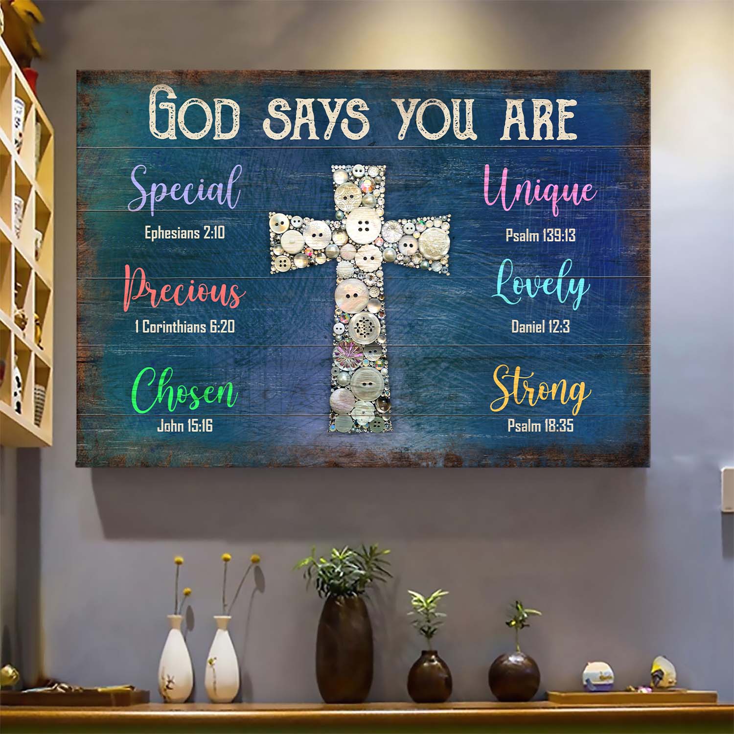 Sewing, Cross, God says you are - Jesus Landscape Canvas Prints, Wall Art