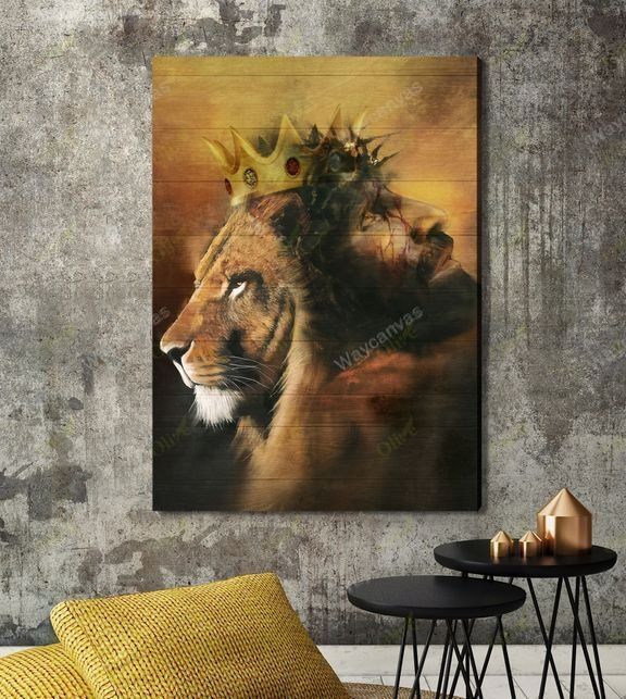 Jesus and amazing lion Jesus Portrait Canvas Print - Wall Art