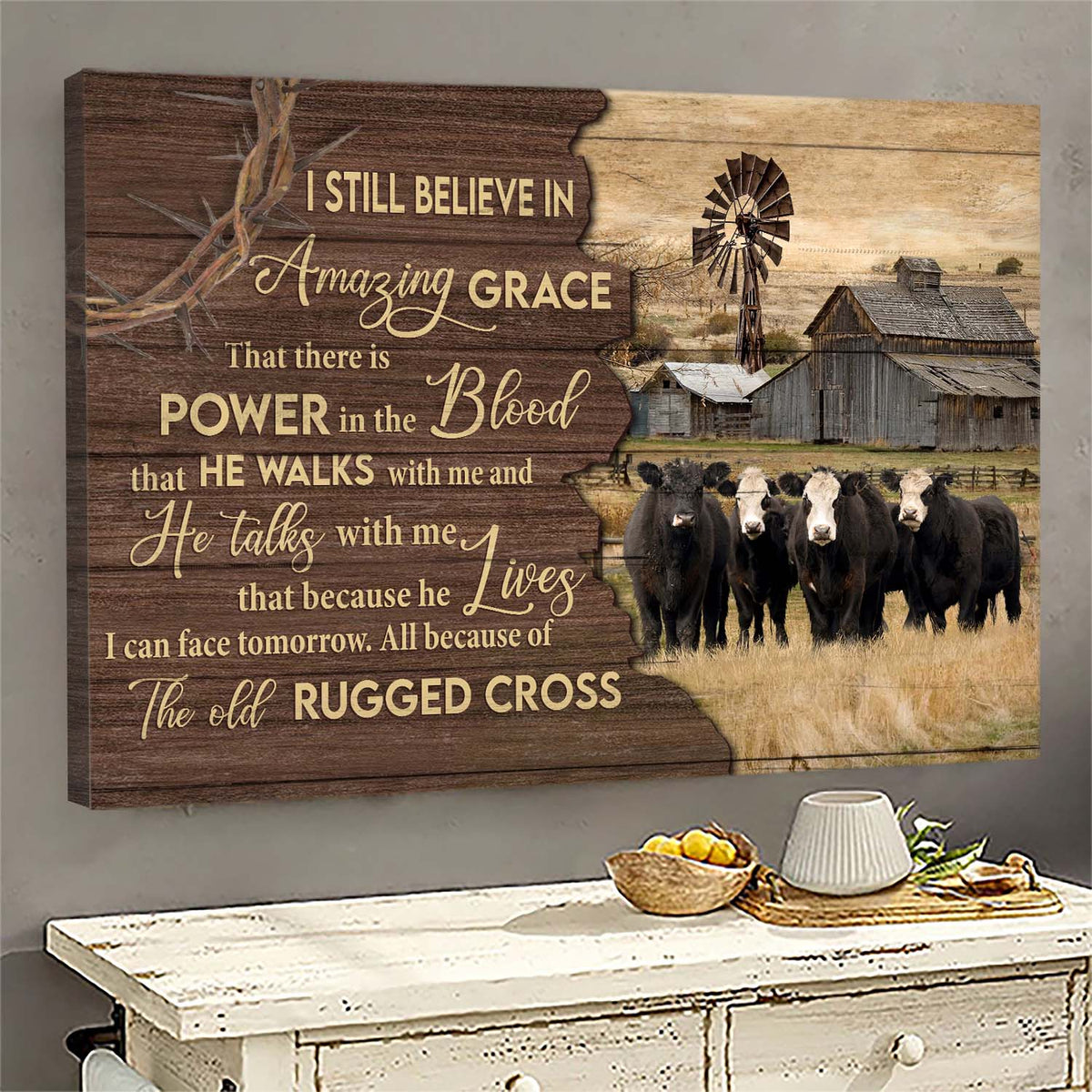 Aberdeen Angus, Tranquil farm, The old rugged cross - Jesus Landscape Canvas Prints, Wall Art