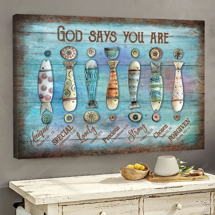 Beautiful fish, God says you are 2 - Jesus Landscape Canvas Prints, Wall Art