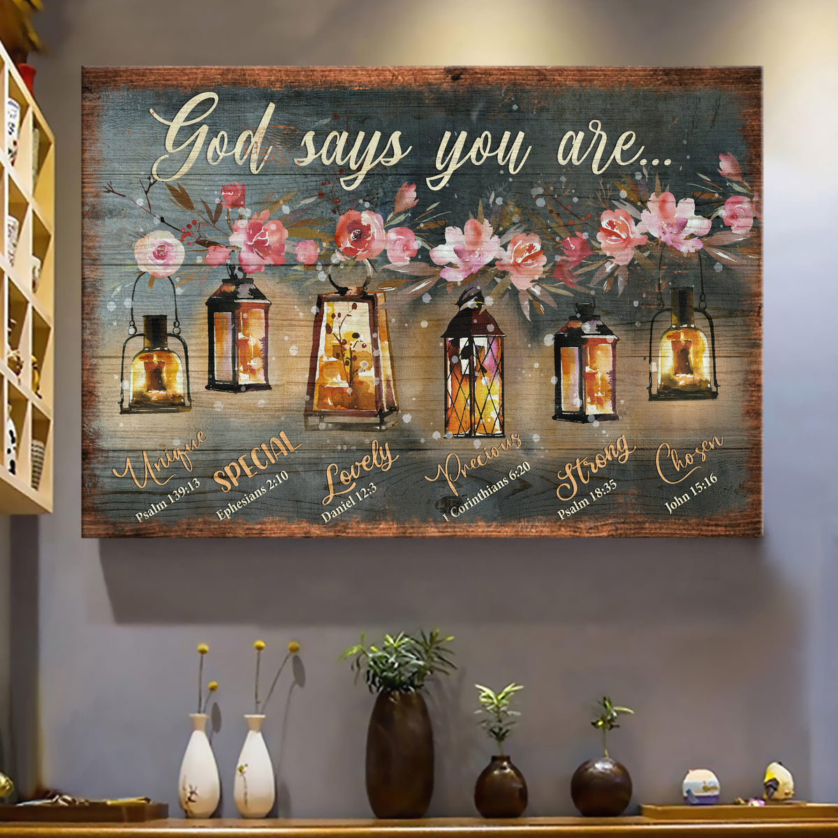 Beautiful lamps, Begonia Flower, God says you are - Jesus Landscape Canvas Prints, Wall Art