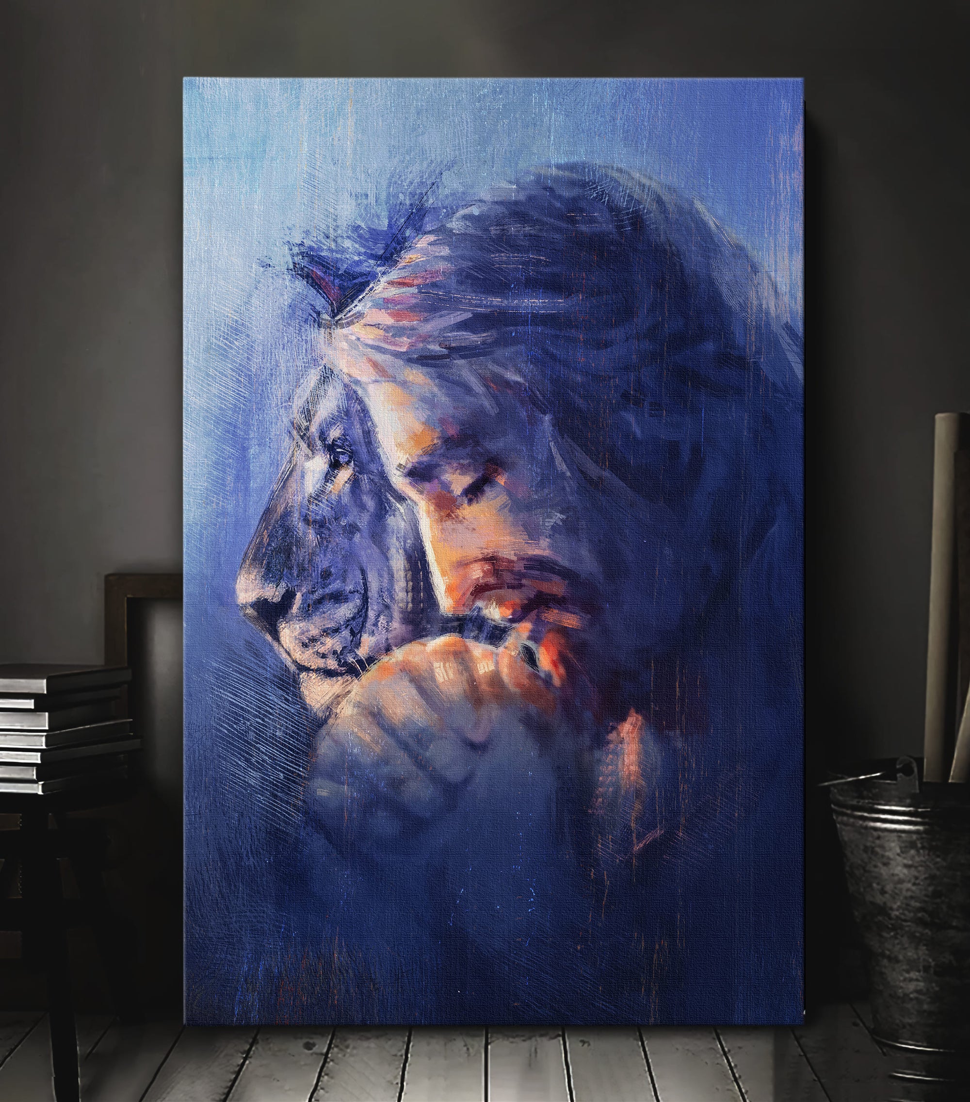 Lion of Judah, Jesus Painting, Have faith on him - Jesus Portrait Canvas Prints, Wall Art