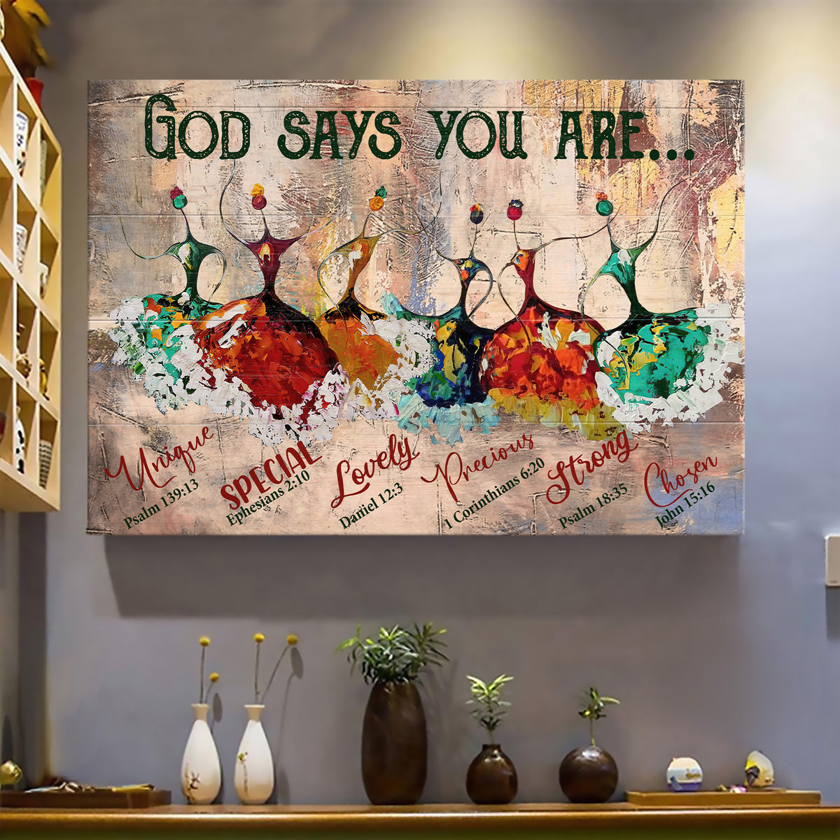 Ballerina, Abstract Painting, God says you are - Jesus Landscape Canvas Prints, Wall Art