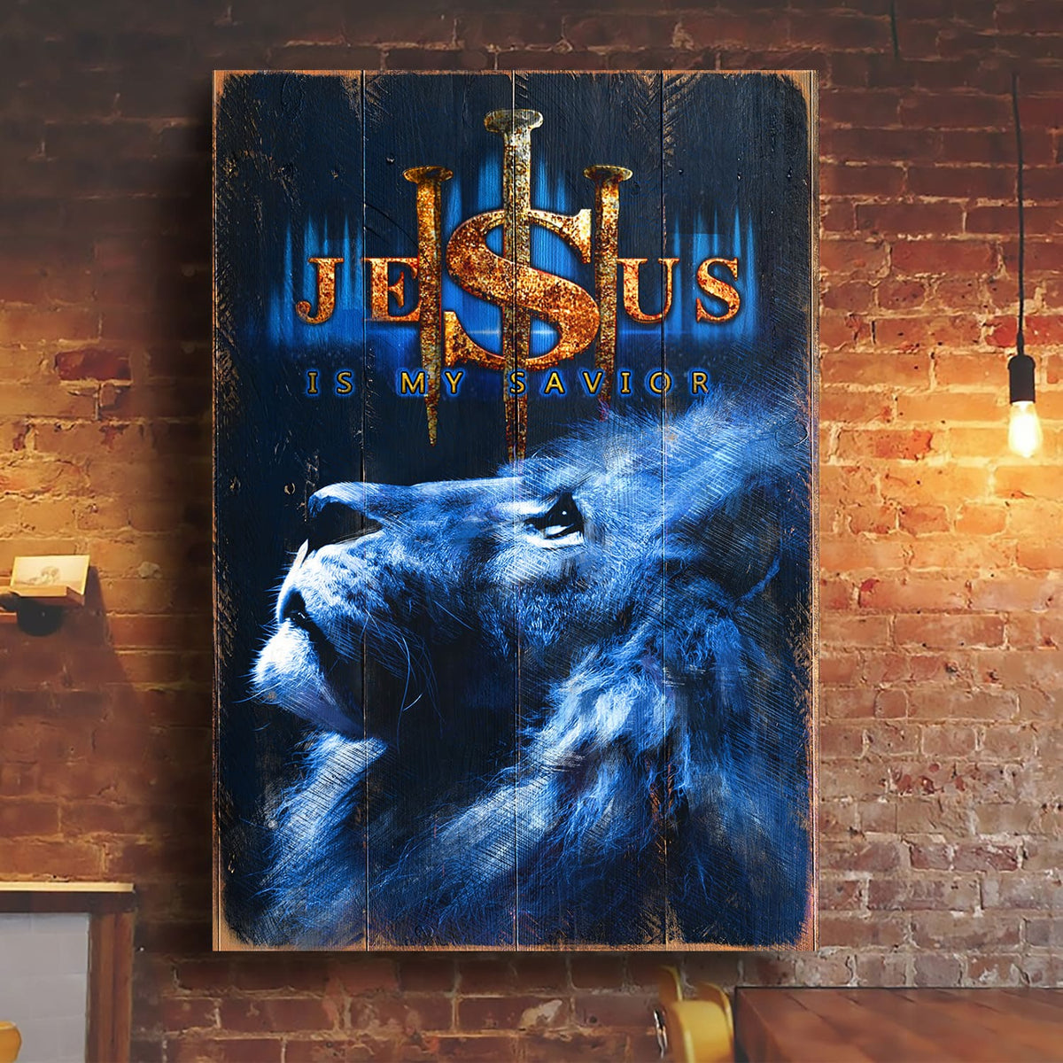 Blue lion, Lion of Judah, Jesus is my savior - Jesus Portrait Canvas Prints, Wall Art