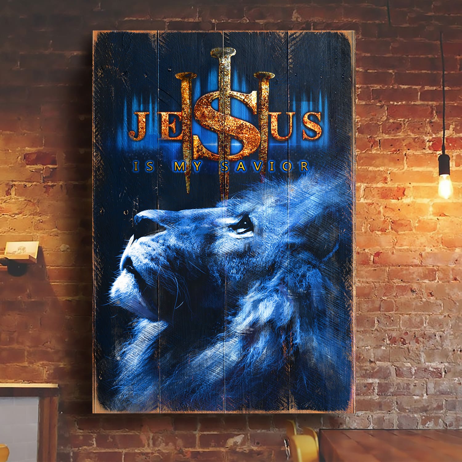 Blue lion, Lion of Judah, Jesus is my savior - Jesus Portrait Canvas Prints, Wall Art